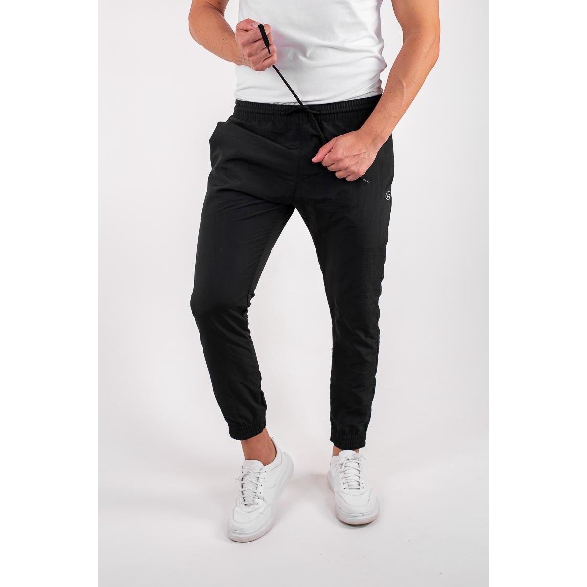 Calça Jogger Masculina Skinny Tecido Poliamida com Elástico na Barra 111 - G - Cinza - Preto