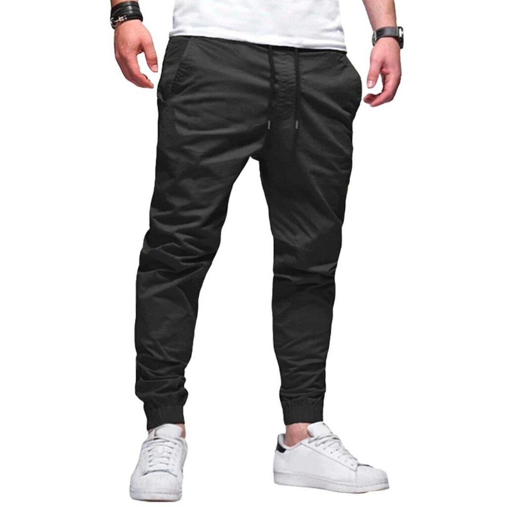 Calça Jogger Plus Size Sarja Masculina Skinny Com Punho S01plus-Off White-G4