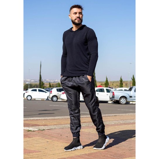 Calça Jogger Treino Skinny Tecido Tactel Elástico na Barra 416 - G - Preto Menor preço em Calça Jogger Treino Skinny Tecido Tactel Elástico na Barra 416 - G - Preto