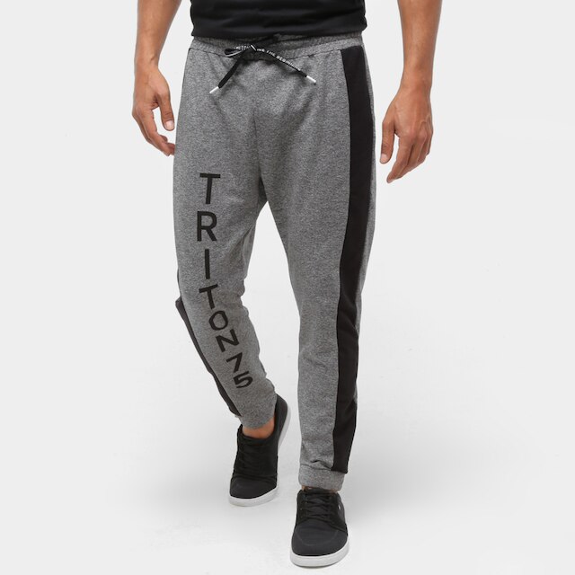 Calça Jogger Triton Moletom Masculina - Cinza Menor preço em Calça Jogger Triton Moletom Masculina - Cinza