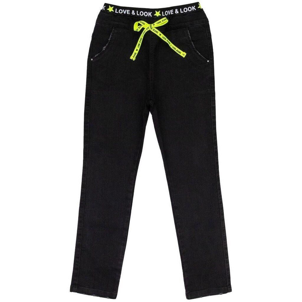 Calça Juvenil Look Jeans c/ Elástico Preto - PRETO - 10