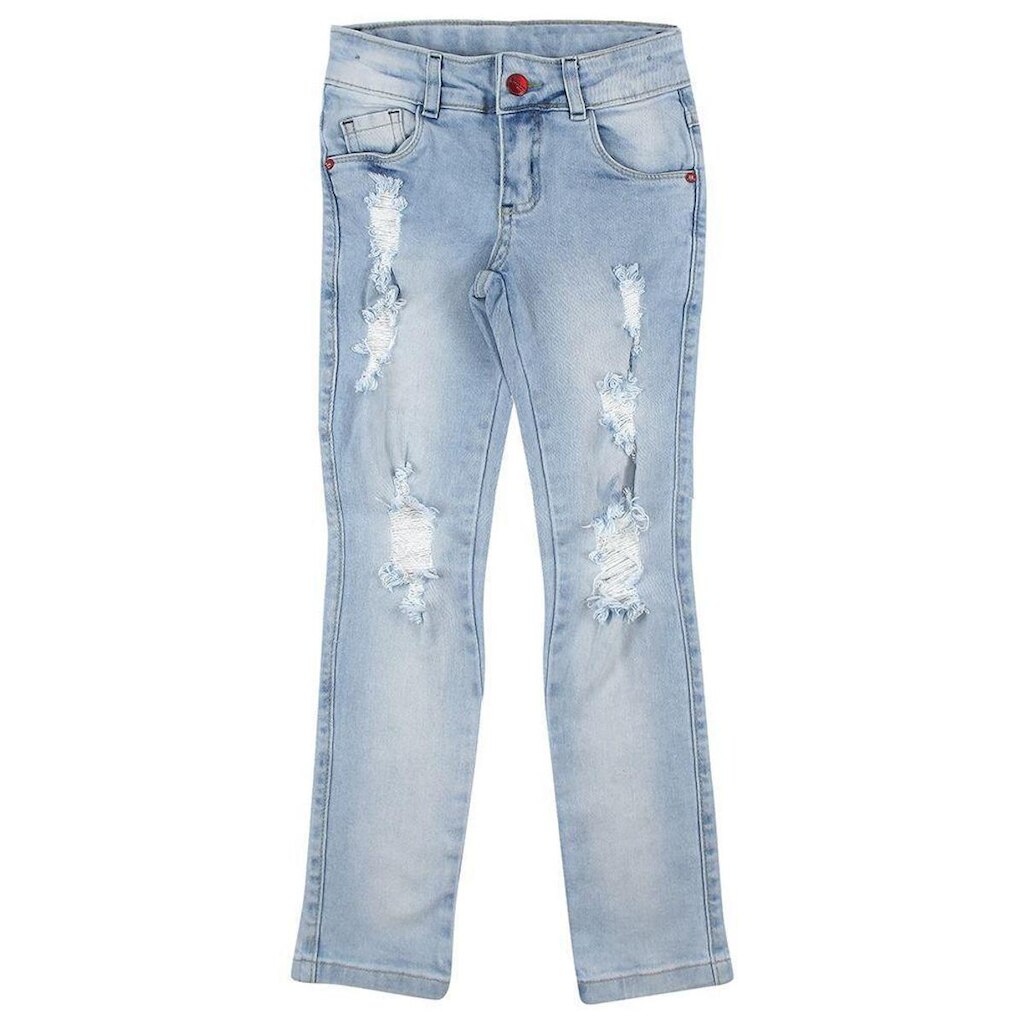 Calça Juvenil Look Jeans Puídos Jeans - 10 - UNICA