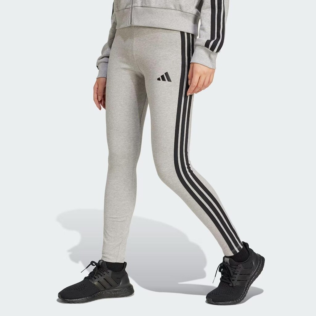 Calça Legging Adidas 3 Stripes Feminina Cinza