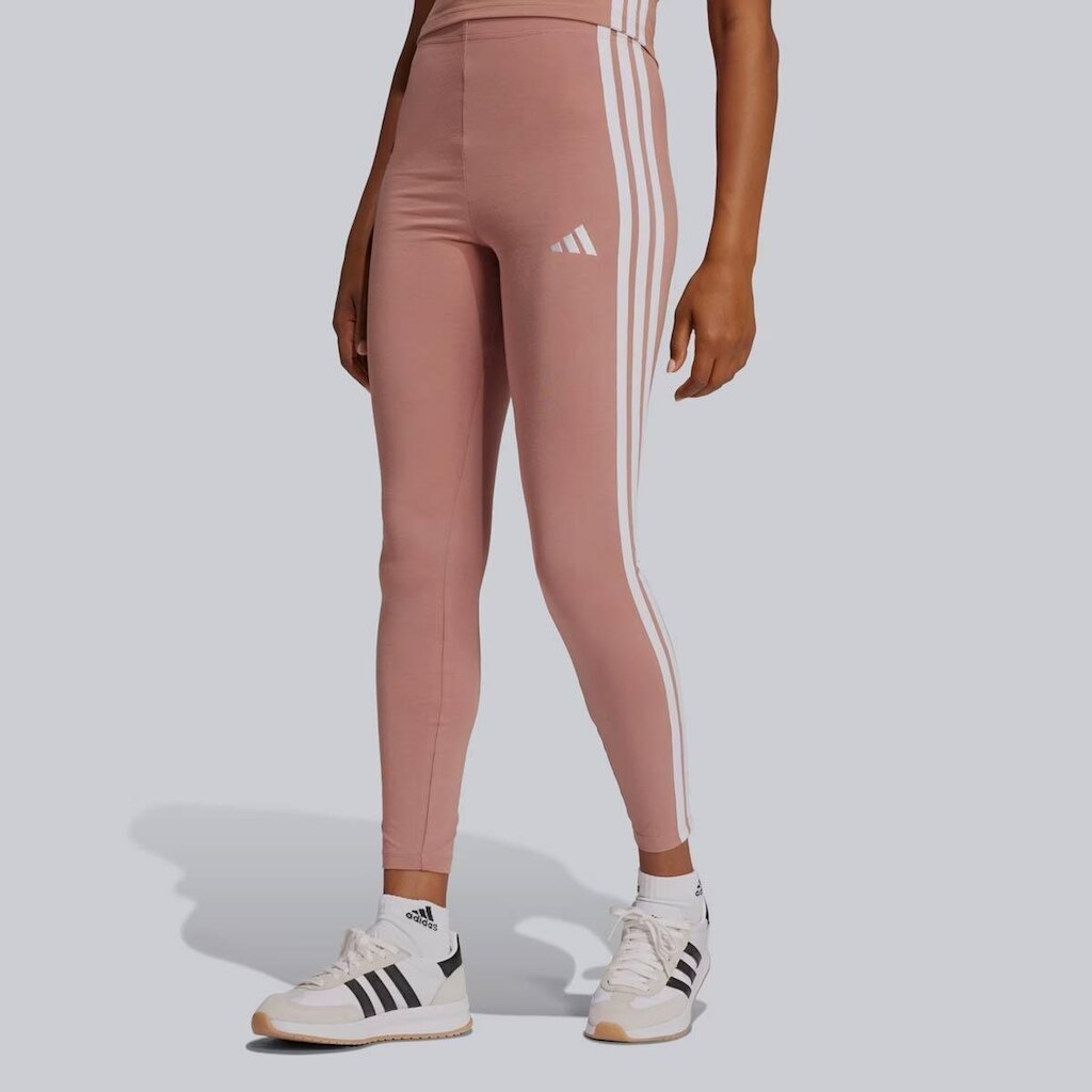 Calça Legging Adidas 3 Stripes Feminina Marrom