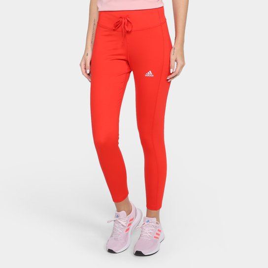 Calça Legging Adidas Cintura Alta 7/8 Feminina - Vermelho+Branco Menor preço em Calça Legging Adidas Cintura Alta 7/8 Feminina - Vermelho+Branco