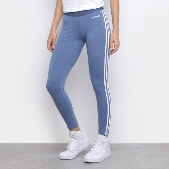 Calça Legging Adidas E 3S Feminina Azul+Branco Netshoes