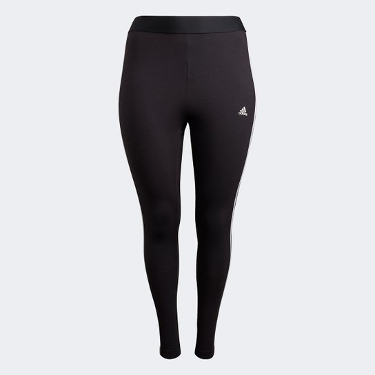 Calça Legging Adidas Essentials Plus Size Feminina Preto+Branco