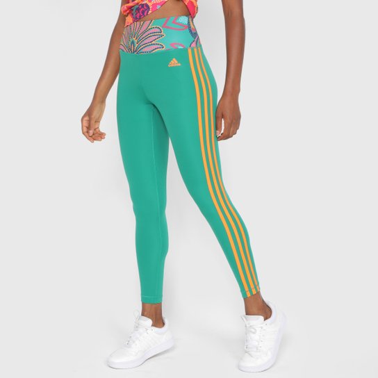 Calça Legging Adidas Farm Tights Feminina - Verde+laranja Menor preço em Calça Legging Adidas Farm Tights Feminina - Verde+laranja