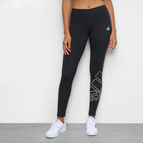 Calça Legging Adidas Favourites Feminina - Preto+Branco Menor preço em Calça Legging Adidas Favourites Feminina - Preto+Branco