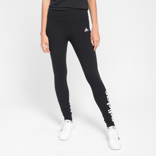 Calça Legging Adidas Linear Feminina - Preto+Branco Menor preço em Calça Legging Adidas Linear Feminina - Preto+Branco