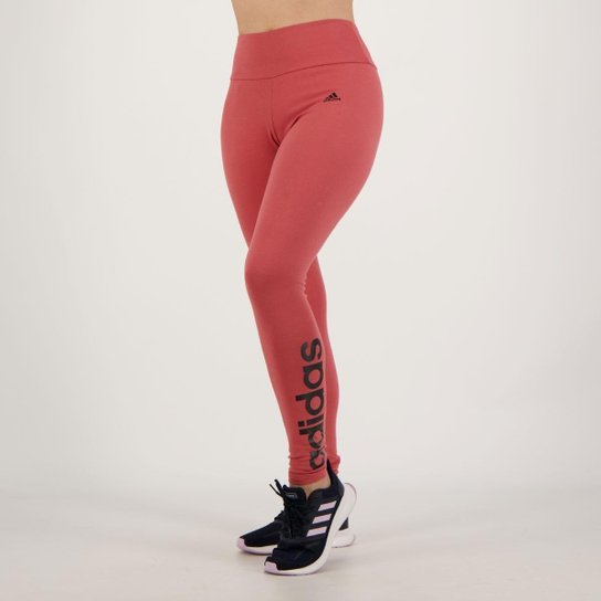Calça Legging Adidas Logo Linear Feminina Rosa - Rosa Menor preço em Calça Legging Adidas Logo Linear Feminina Rosa - Rosa
