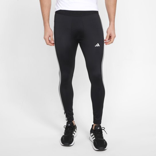 Calça Legging Adidas Techfit 3 Listras Masculina - Preto Menor preço em Calça Legging Adidas Techfit 3 Listras Masculina - Preto