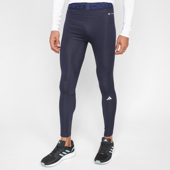 Calça Legging Adidas Techfit Masculina - Marinho Menor preço em Calça Legging Adidas Techfit Masculina - Marinho