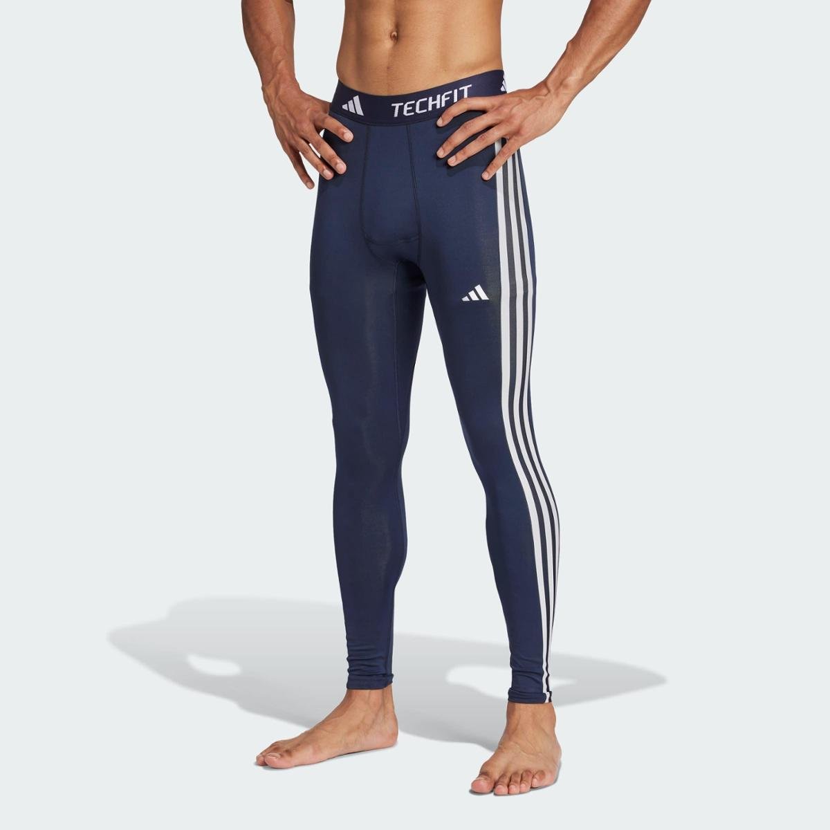 Calça Legging Adidas Treino Techfit Compression Long Três Listras