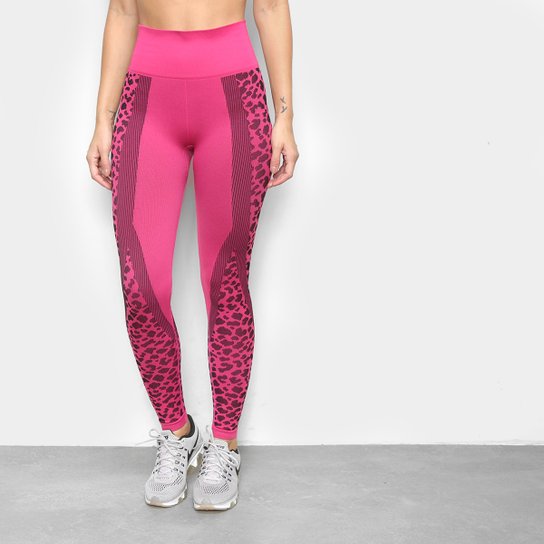 Calça Legging Alto Giro Seamless Oncinha Feminina - Pink Menor preço em Calça Legging Alto Giro Seamless Oncinha Feminina - Pink