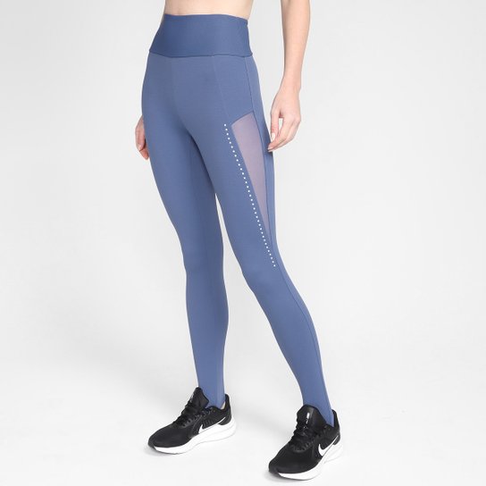 Calça Legging Alto Giro Staff Com Tule E Silk Feminina - Azul Menor preço em Calça Legging Alto Giro Staff Com Tule E Silk Feminina - Azul