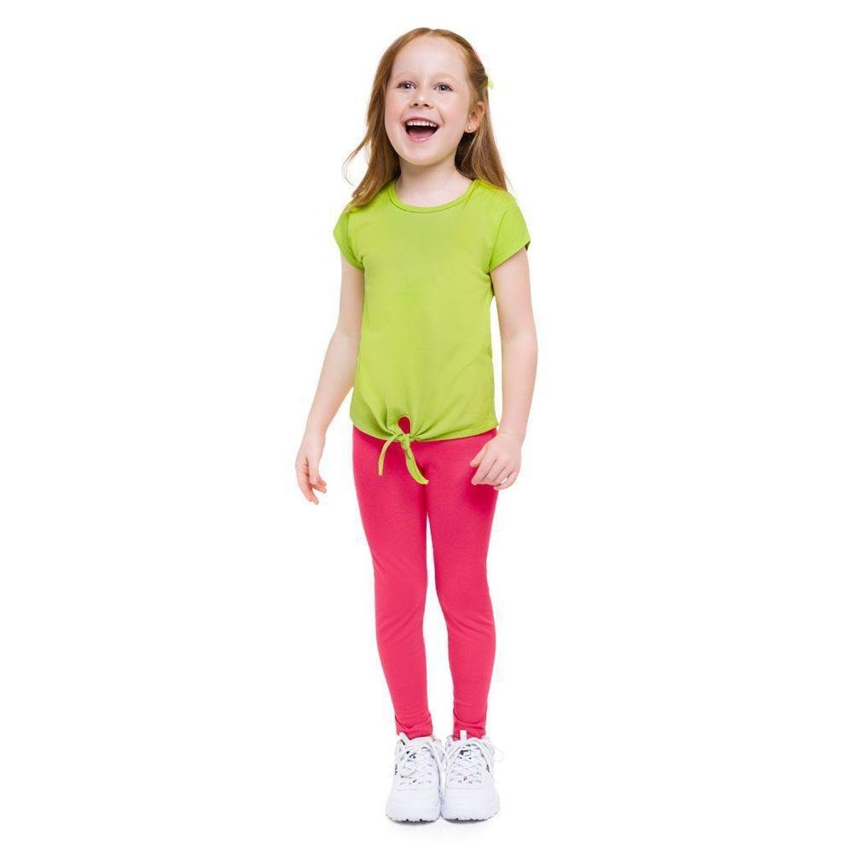Calça Legging Brandili Algodão Básica Infantil - Rosa | Netshoes