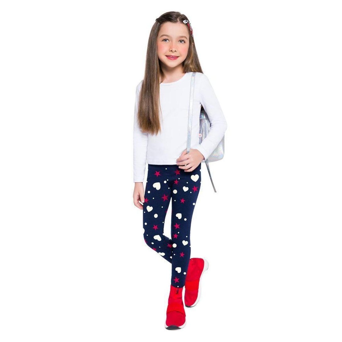 Calça Legging Brandili Em Malha Cotton Menina Infantil Azul Netshoes