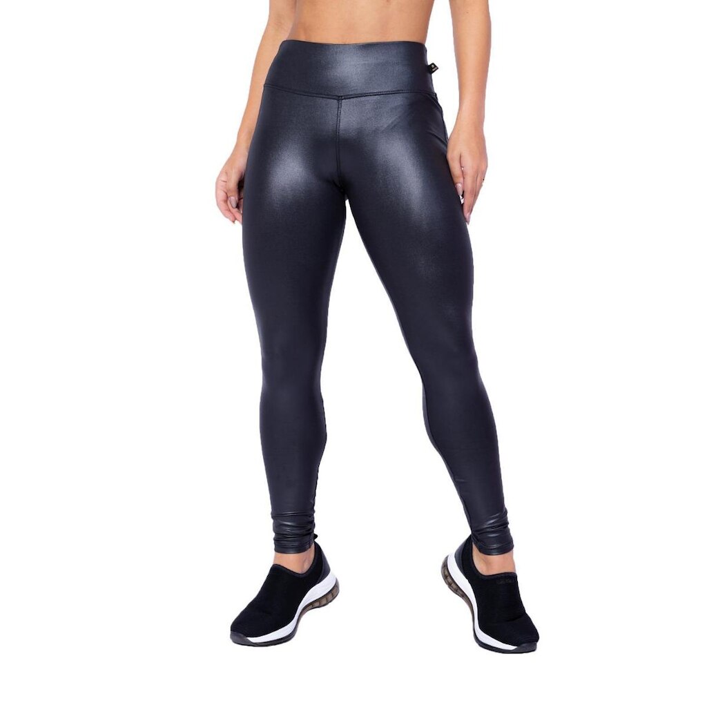 Calça Legging Cirre Brilho Molhado Couro Em Suplex Poliéster WOLFOX