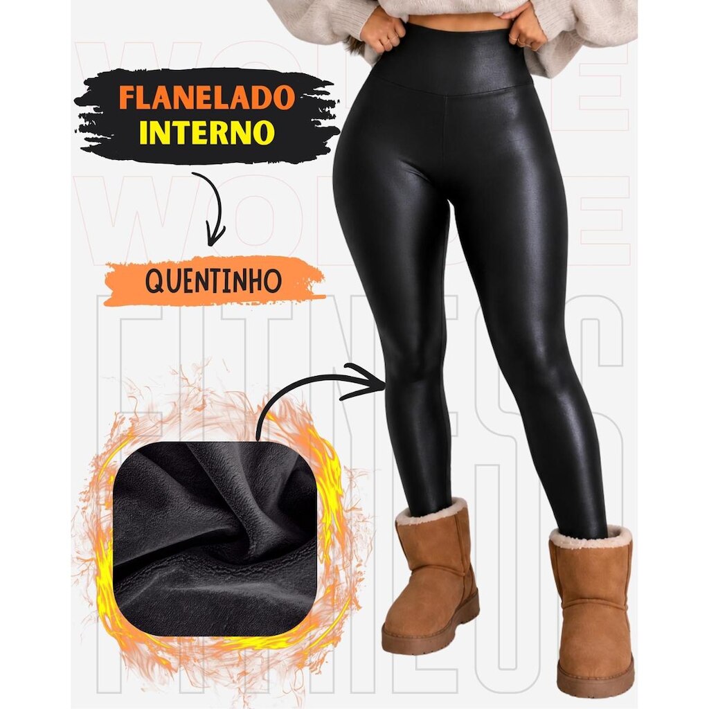 Calça Legging Cirre Flanelada Forrada Peluciada Quentinha para Inverno WOLFOX