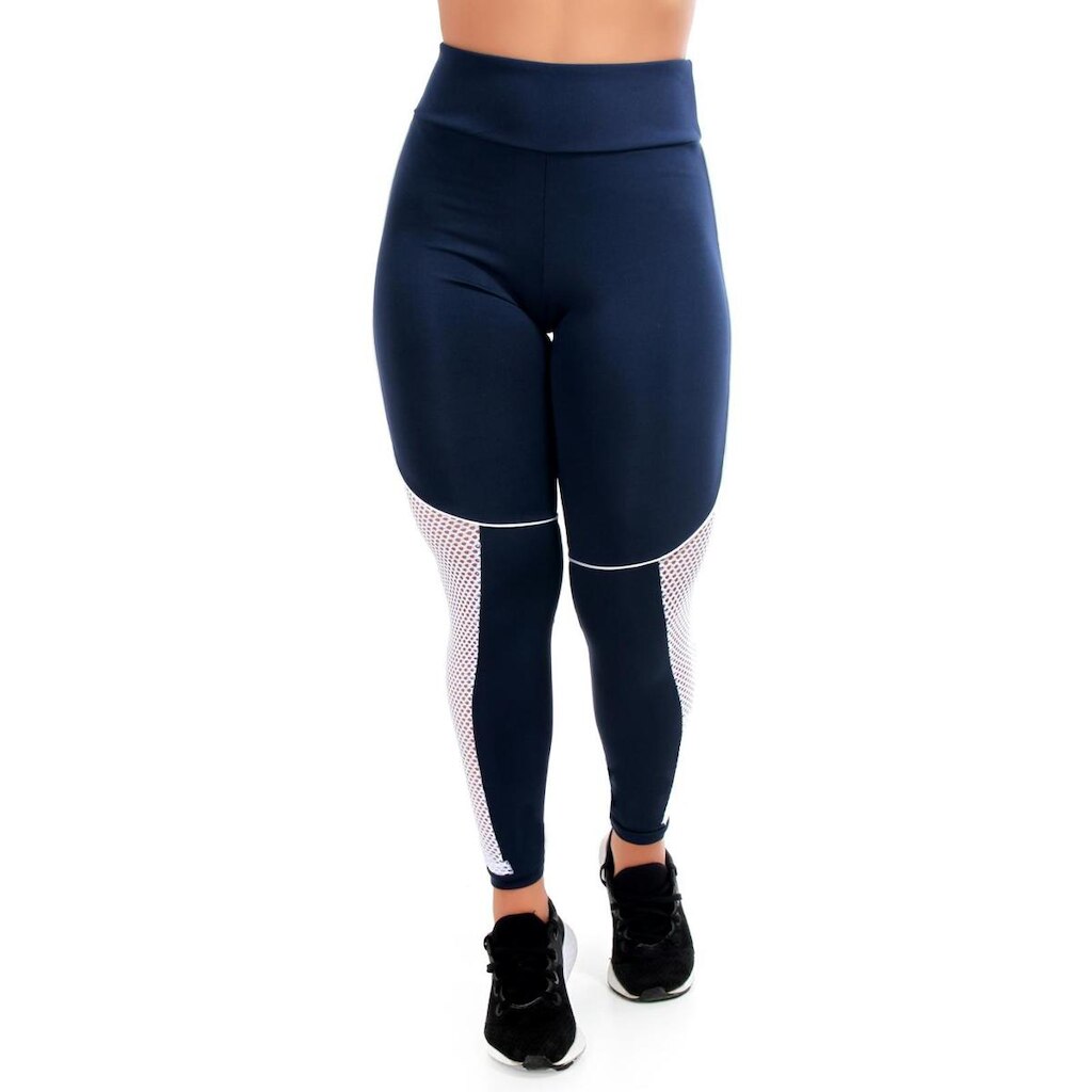 Calça Legging Com Detalhe em Tela