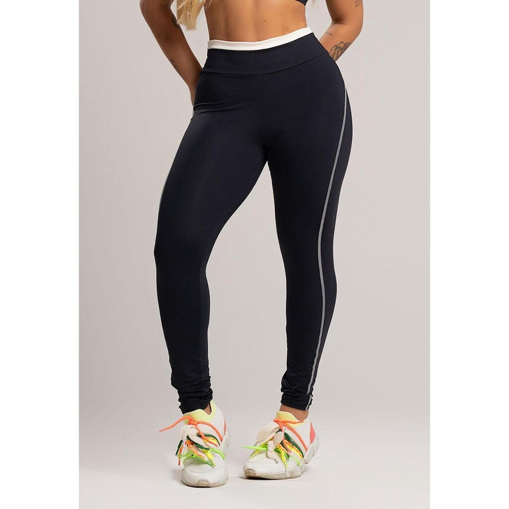 Calça Legging Cós de Vira Cintura Alta Feminina Poliamida Mvb Modas