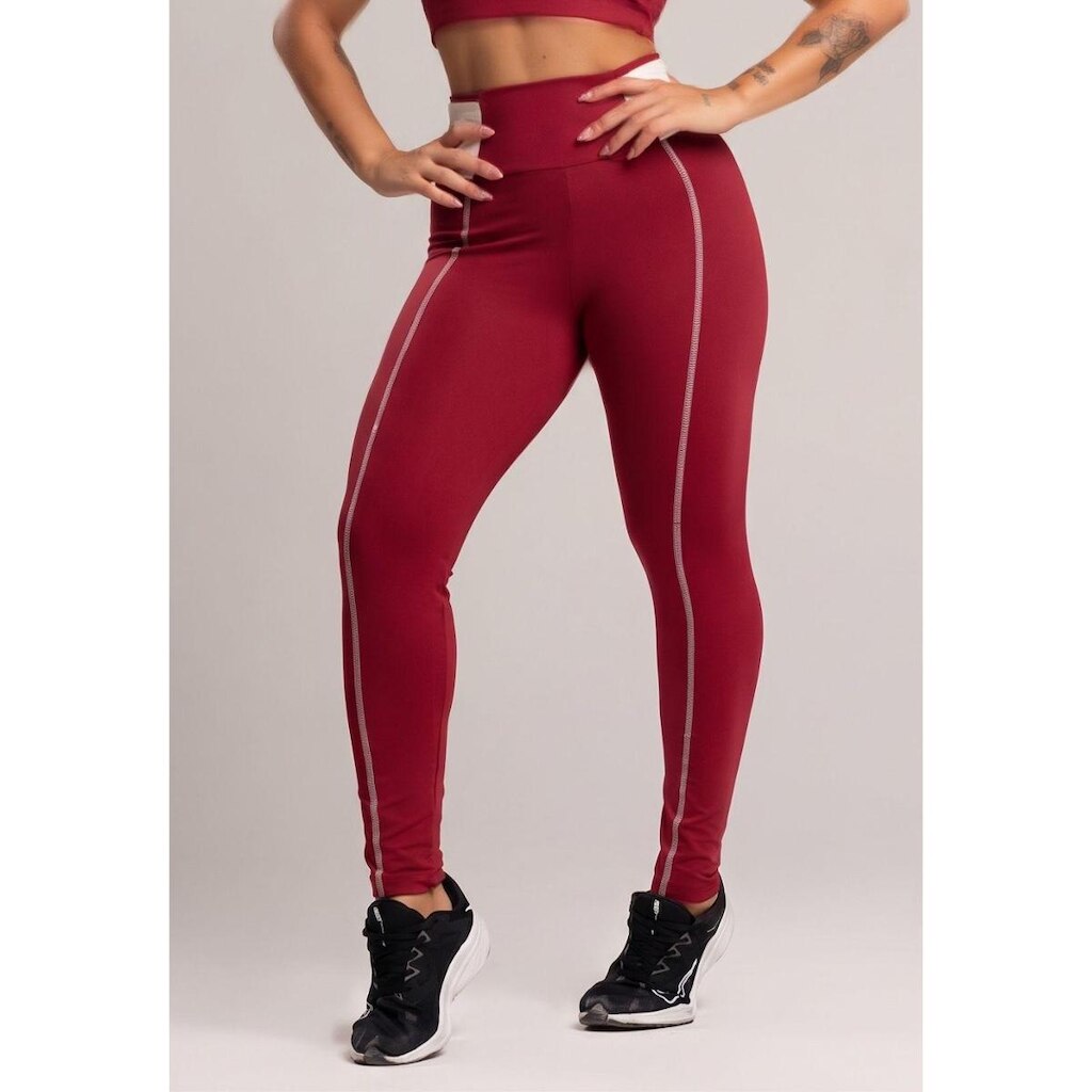 Calça Legging Cós Off White Cintura Alta Poliamida Mvb Modas
