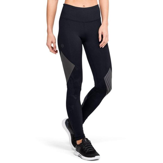Calça Legging De Treino Under Armour Rush Embossed Feminina - Preto+Chumbo Menor preço em Calça Legging De Treino Under Armour Rush Embossed Feminina - Preto+Chumbo