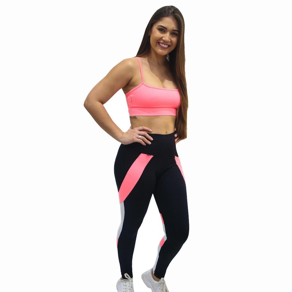 Calça Legging DeA Modas Faixa lateral Suplex Poliamida