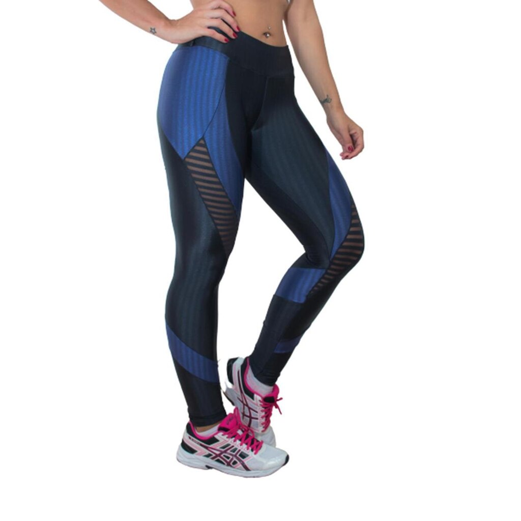 Calça Legging Destruction - Ikat Preto e Azul Marinho - G2