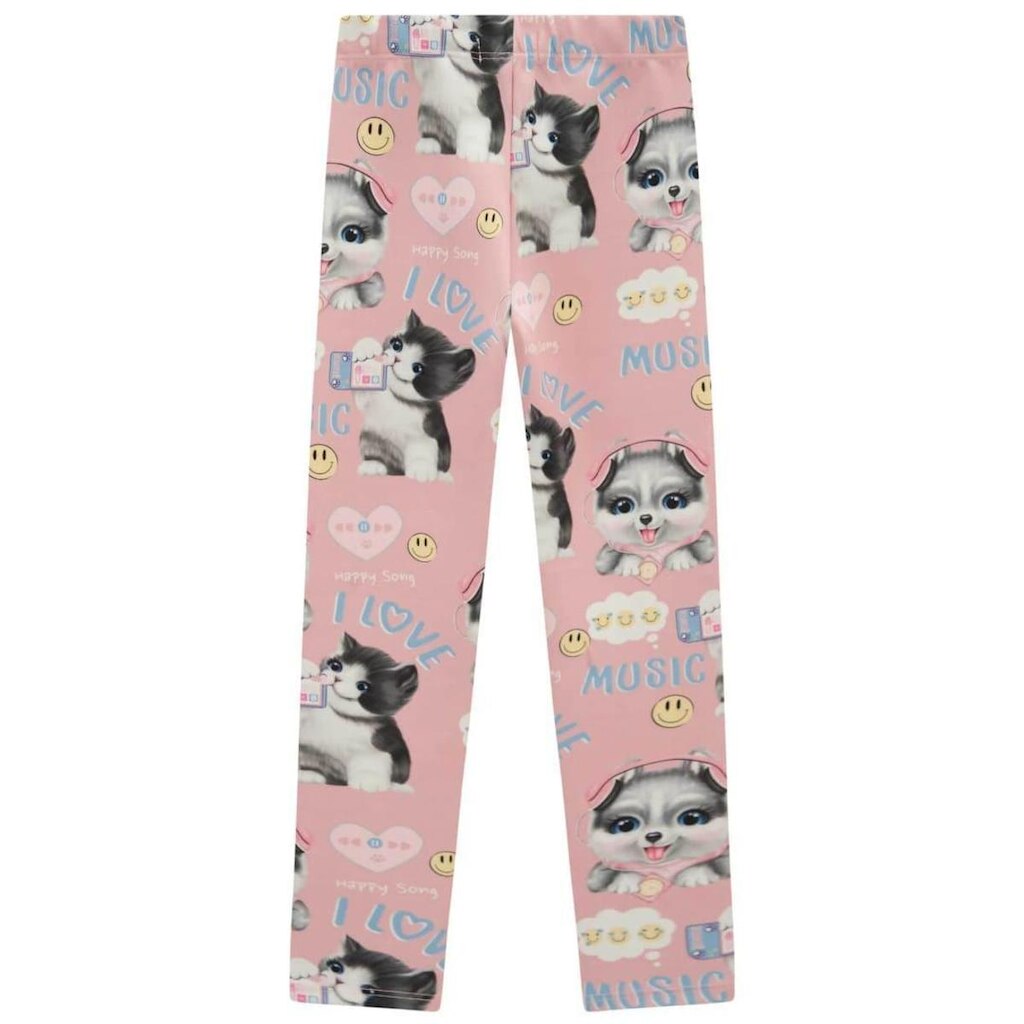 Calça Legging em Fly Tech Gatinhos Rosa Tam 2 a 14 - Kukiê