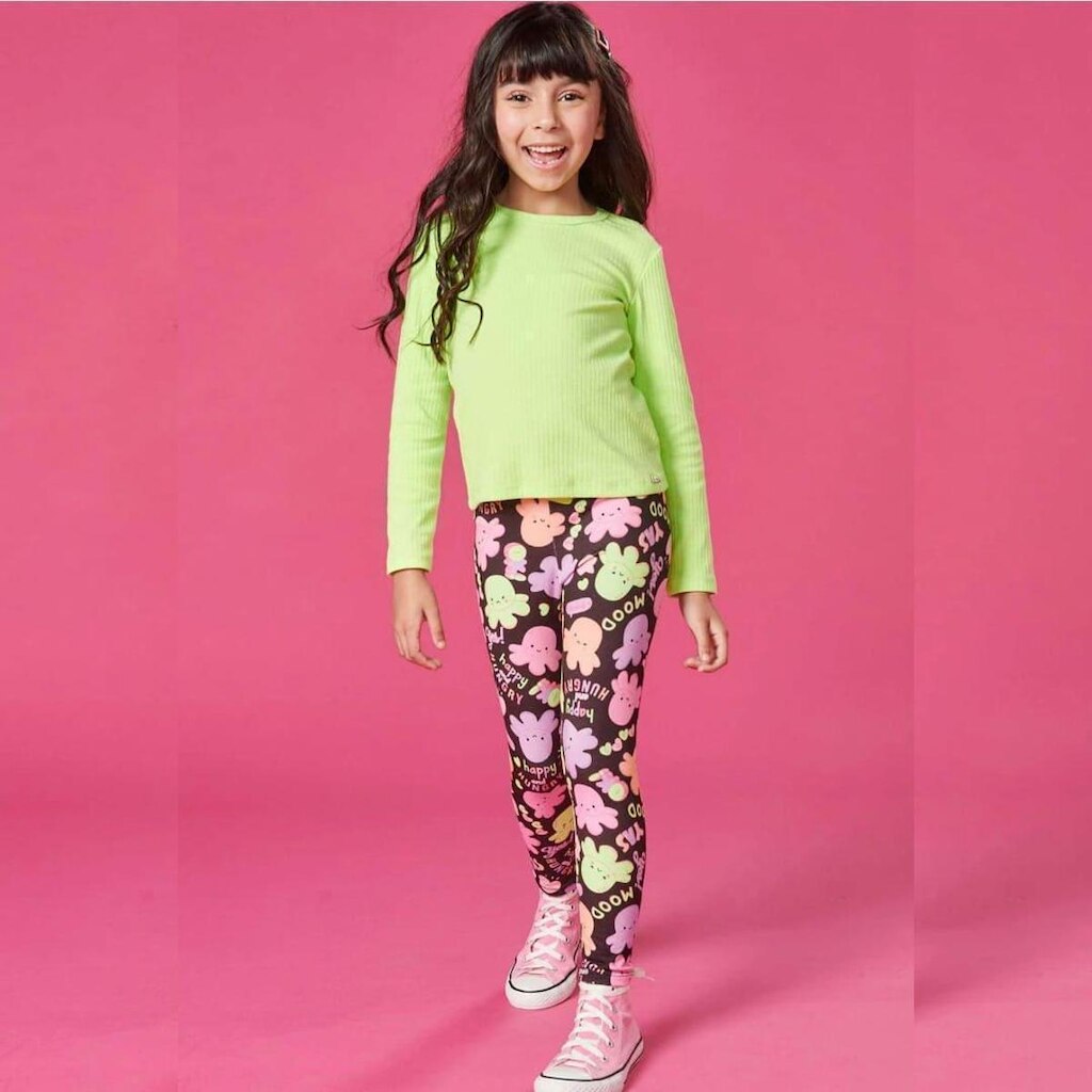 Calça Legging em Termoskin Funny day  Tam 2 a 14 - Kukiê