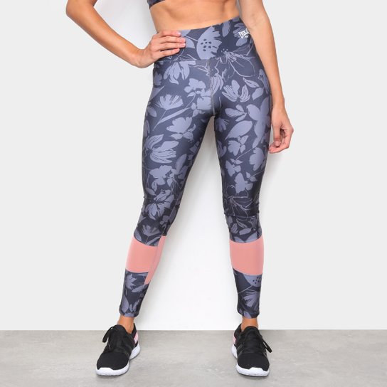 Calça Legging Everlast Hawaí Cintura Alta Feminina - Preto+Rosa Menor preço em Calça Legging Everlast Hawaí Cintura Alta Feminina - Preto+Rosa