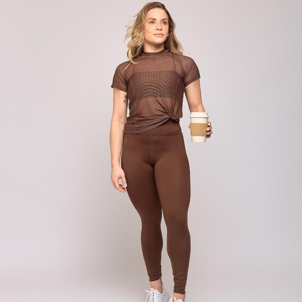 Calça Legging Feminina Cintura Alta e Mini Bolso Frontal em Poliamida - Essential