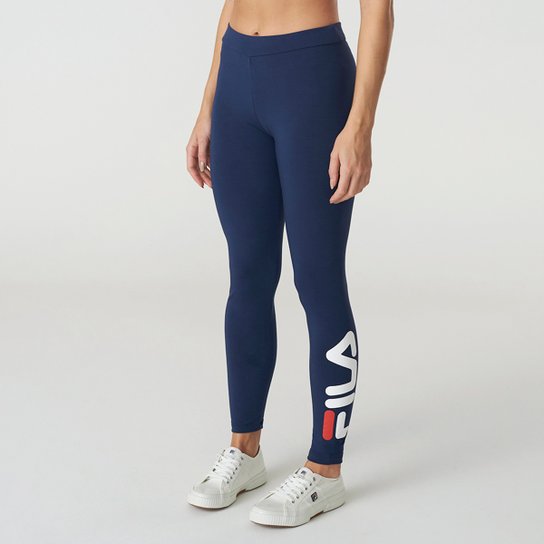 Calça Legging Feminina Fila Letter - Marinho Menor preço em Calça Legging Feminina Fila Letter - Marinho