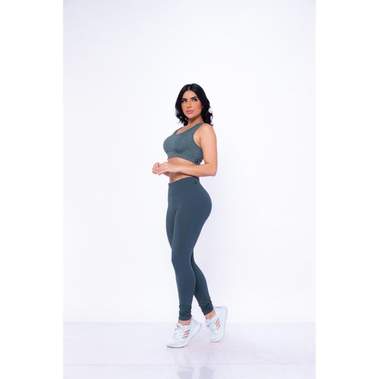 Calça Legging Feminina Poliamida Lisa Tecido Grosso Confortável WOLFOX