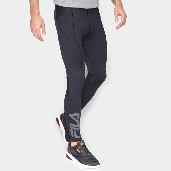 Calça Legging Fila High Tech Pockets Emana Masculina - Preto+Grafite Menor preço em Calça Legging Fila High Tech Pockets Emana Masculina - Preto+Grafite