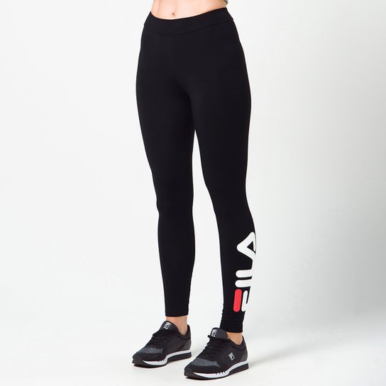 Calça Legging Fila Letter Cintura Média Feminina - Preto Menor preço em Calça Legging Fila Letter Cintura Média Feminina - Preto