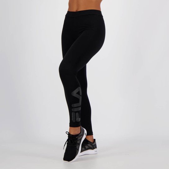 Calça Legging Fila Letter Cintura Média Feminina - Preto+Chumbo é ruim? Calça Legging Fila Letter Cintura Média Feminina - Preto+Chumbo é boa?