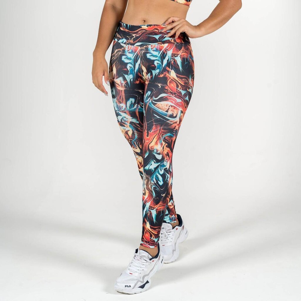 Calça Legging Fitness Feminina Estampada Flames