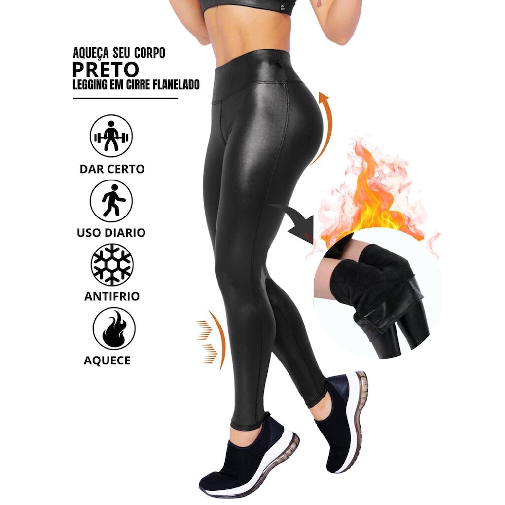 Calça Legging Flanelada em Cirrê Brilho Molhado Conforto e Elengacia no Seu Dia