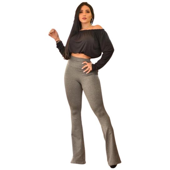 Calça Legging Flare Allmaria Suplex - Cinza Menor preço em Calça Legging Flare Allmaria Suplex - Cinza
