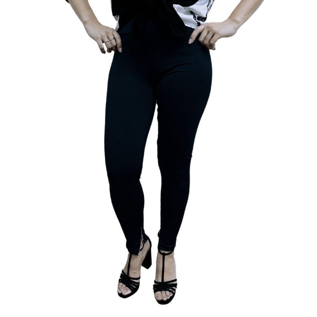 Calça Legging Heide Ribeiro Linha Silver Barra Ziper