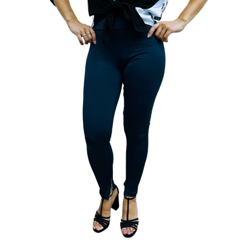 Calça Legging Heide Ribeiro Linha Silver Barra Ziper