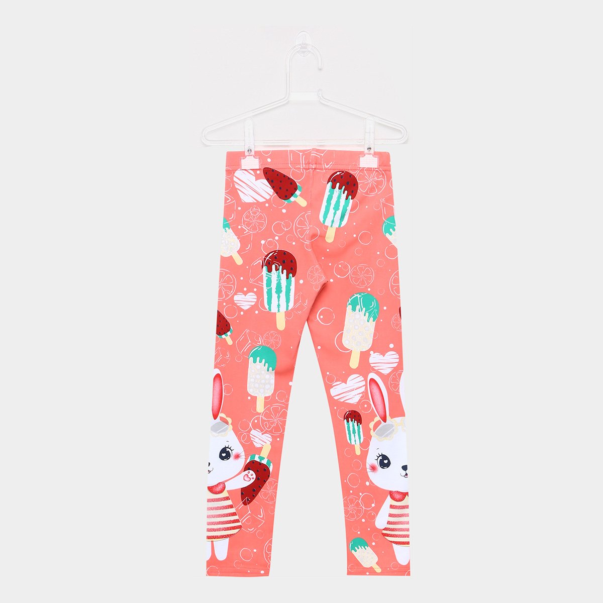 Calça Legging Infantil Elian Estampada Feminina - Coral | Netshoes