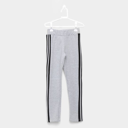 Calça Legging Infantil Kyly Listra Lateral Feminina - Cinza Menor preço em Calça Legging Infantil Kyly Listra Lateral Feminina - Cinza
