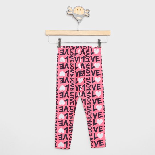 Calça Legging Infantil Kyly Love Menina - Rosa Menor preço em Calça Legging Infantil Kyly Love Menina - Rosa