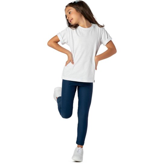 Calça Legging Infantil Menina Suplex Azul