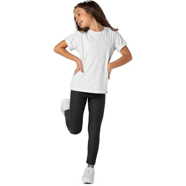 Calça Legging Infantil Menina Suplex Preta Tamanho:12;Cor:;Genêro:Feminino