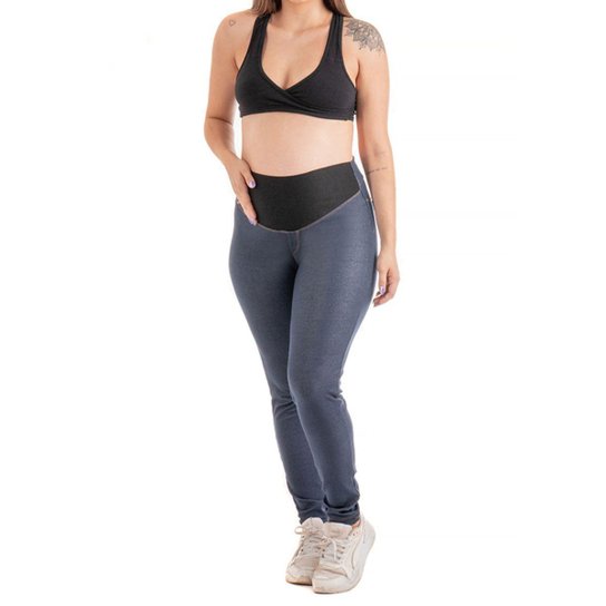 Calça Legging Jeans De Gestante Gravida Confortável - Azul Menor preço em Calça Legging Jeans De Gestante Gravida Confortável - Azul